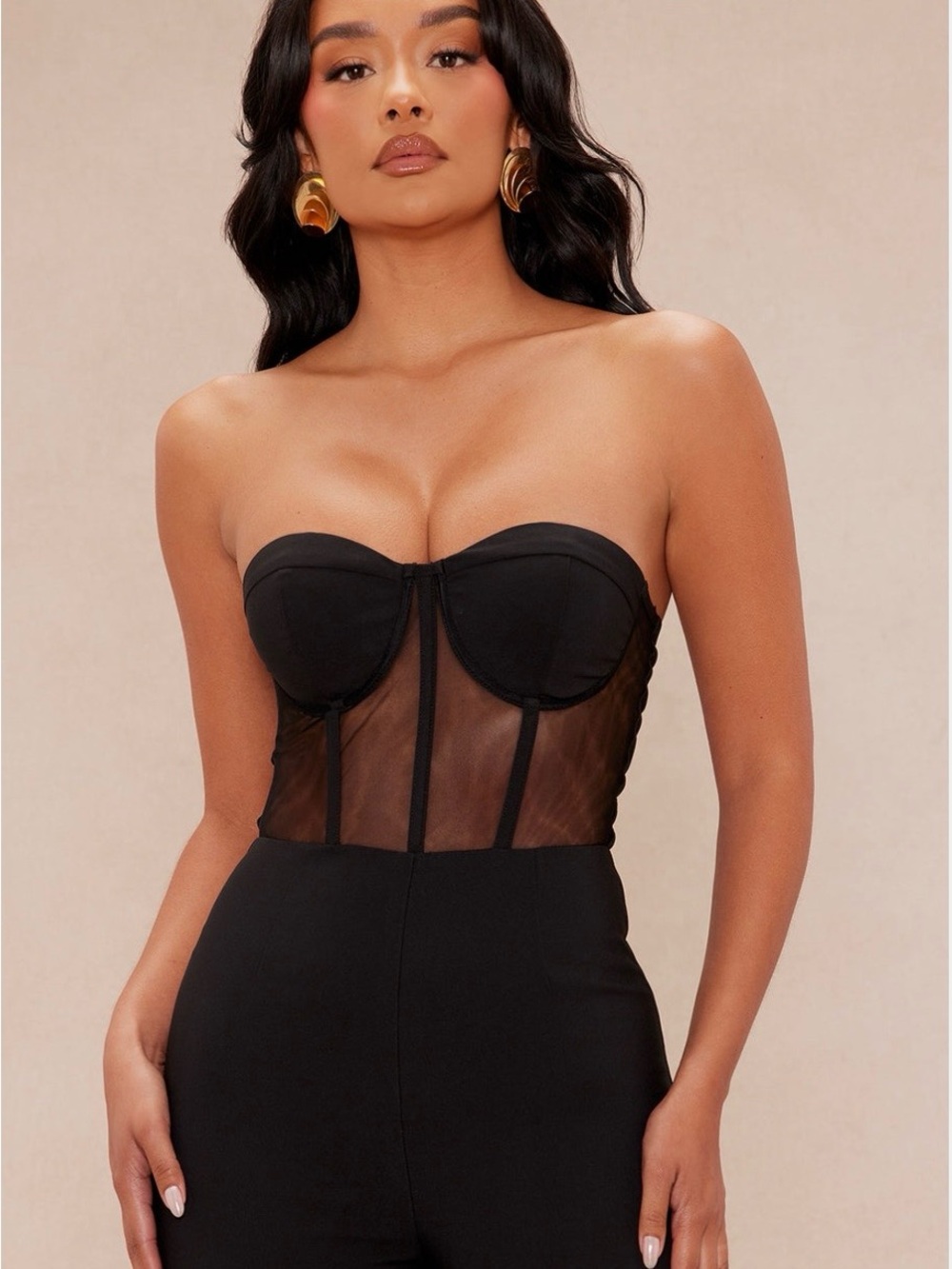 One-Shoulder Black Jumpsuit with Wrap Detail - Picture 5 of 5
